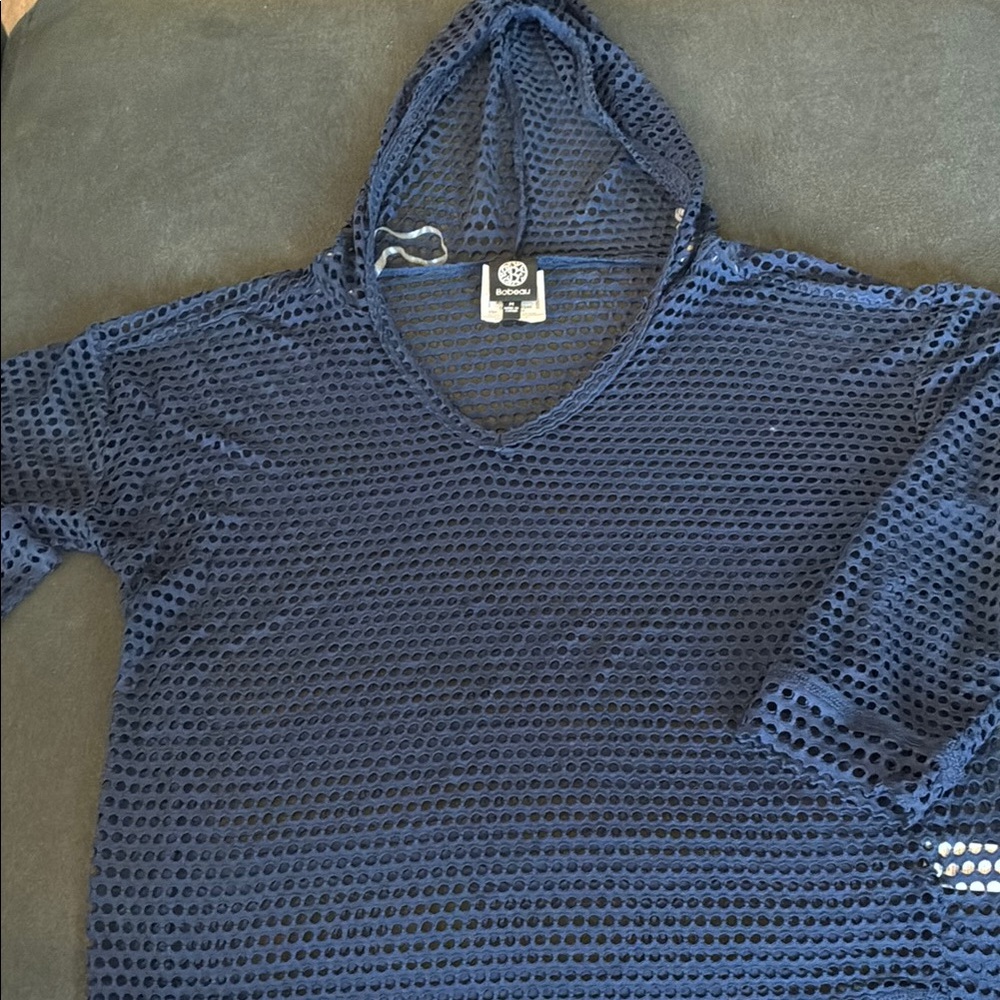 Bobeau Navy Mesh Swim Coverup